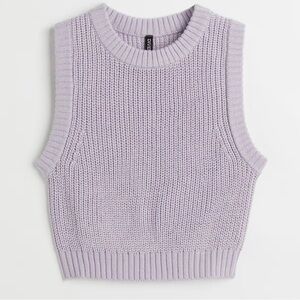 H&M DIVIDED Lavender Soft Cozy Violet Knitted Crop Sleeveless Sweater Vest